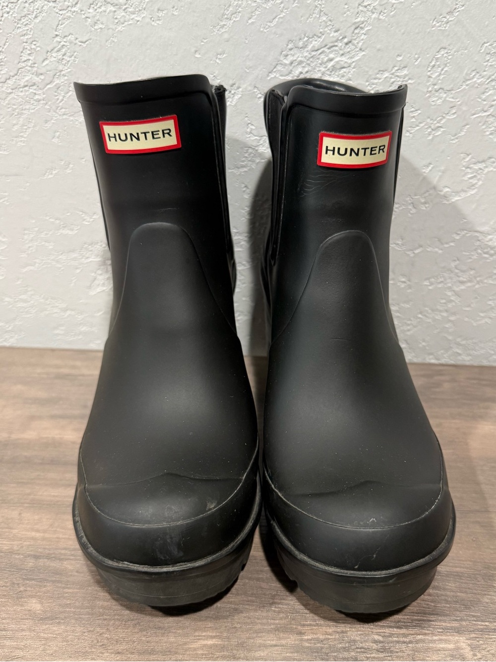 Hunter Original High Heel Chelsea Boots Matte Black Rubber Ankle Rain Booties